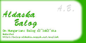 aldaska balog business card
